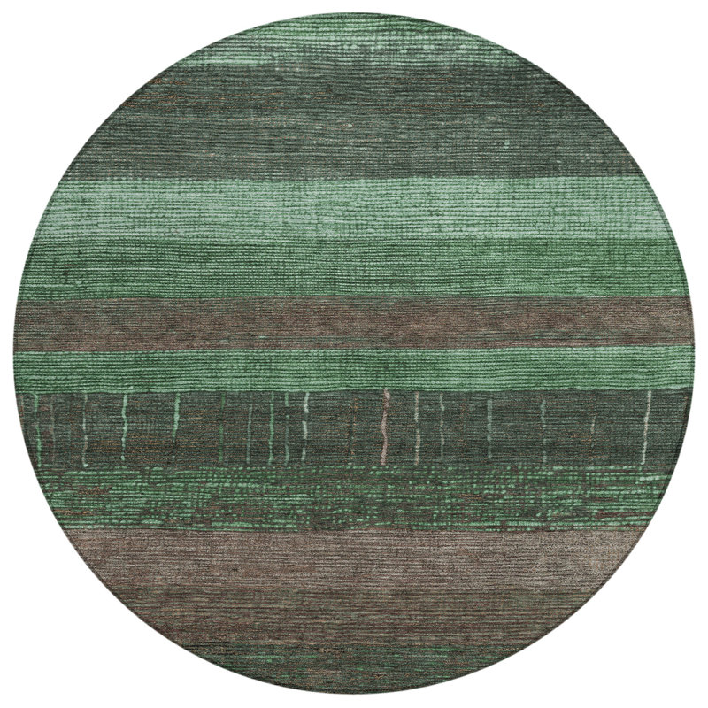 Ashuryn Green Washable Indoor-Outdoor Rug - LOOMLAN, 8' x 8'