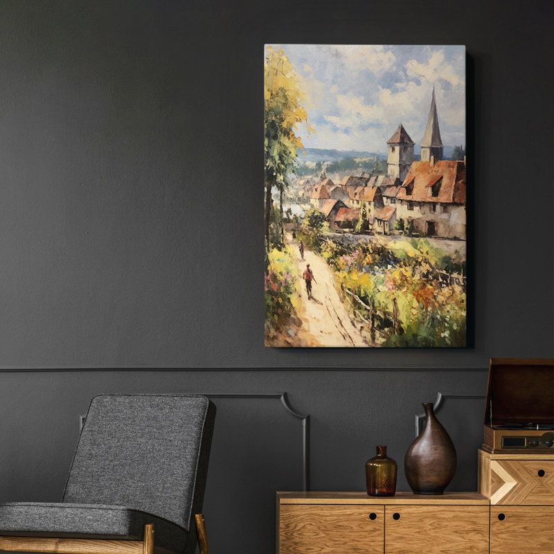 Paysage rétro XCII - toile tendue avec châssis, H 61 po x l 41 po