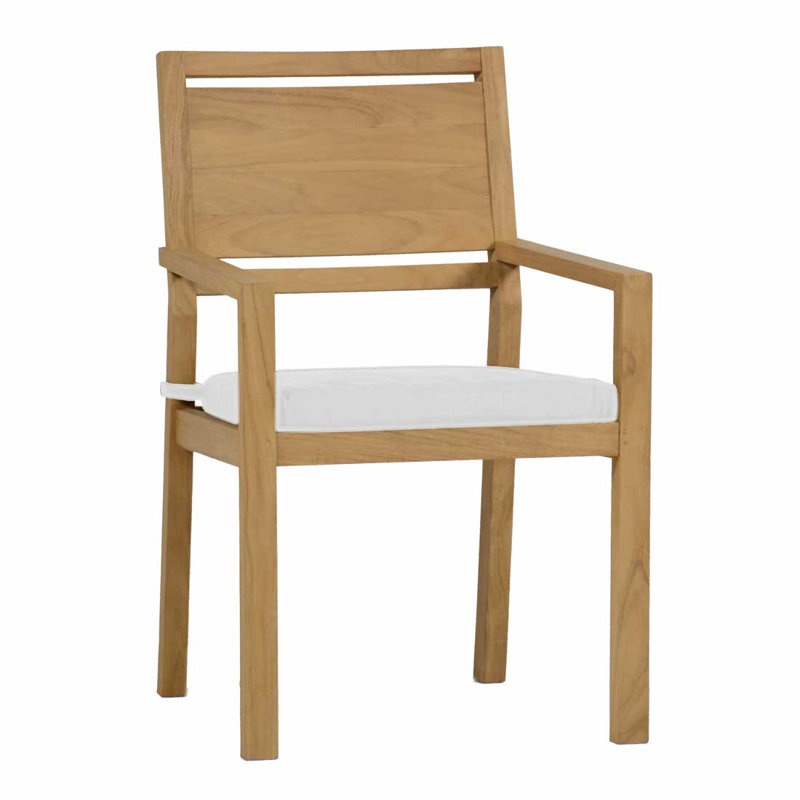 Avondale Patio Dining Armchair with Cushions, Natural Teak, Rollo Lace, No Welt