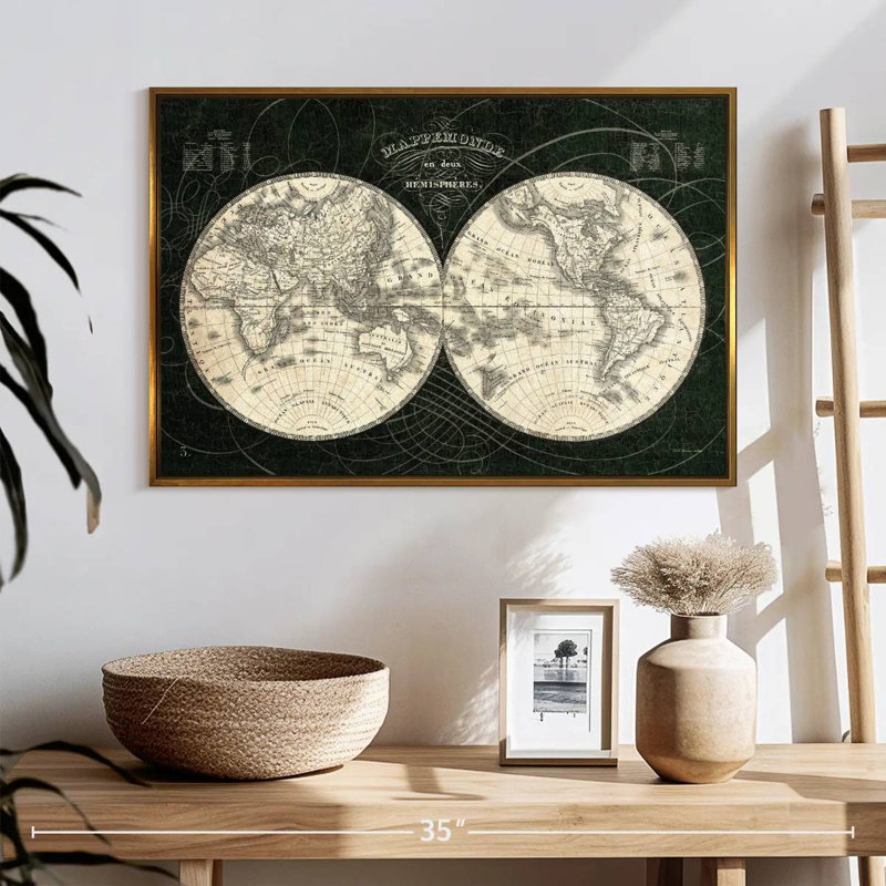 French World Licata Black And White, 13" X 9", Floating Frame Gold