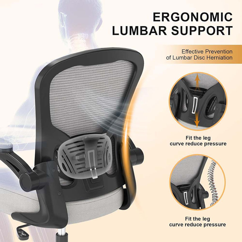 Game Chairs, Ergonomic Desk Chairs 330LBS Capacity High Back Mesh Computer Chair With Flip-Up Armrests, Comfy Work Chair With Adjustable Lumbar Support, Rolling Chair (One Size)