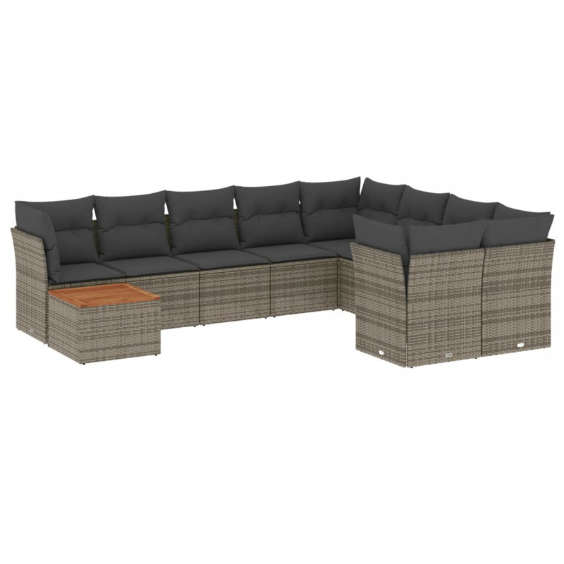  Ensemble de canapé de jardin gris, Gris, Gris foncé