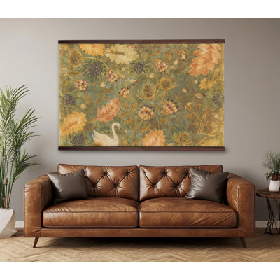 Vintage Botanical William Morris Tapestry Wall Art – Autumn Leaves & Floral Pattern