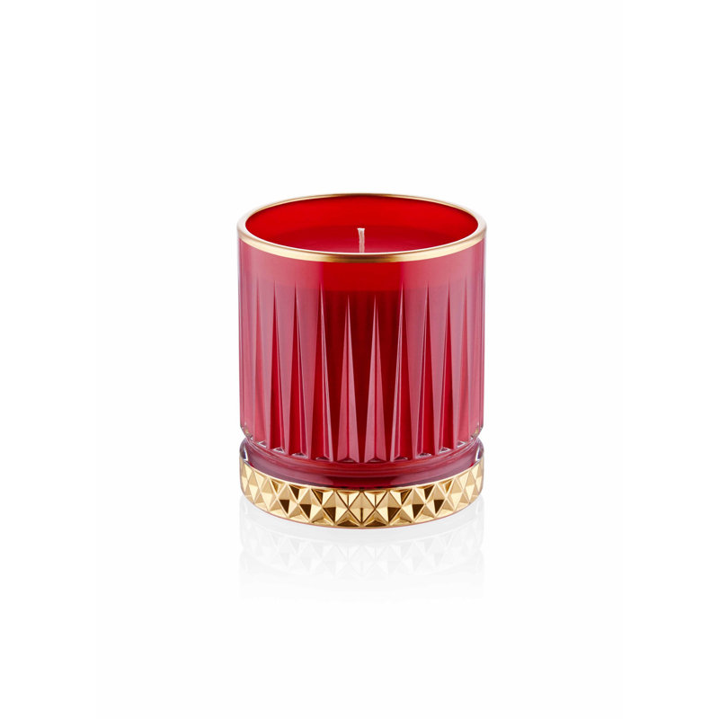 Bougie cylindrique sans parfum, Rouge bordeaux / or