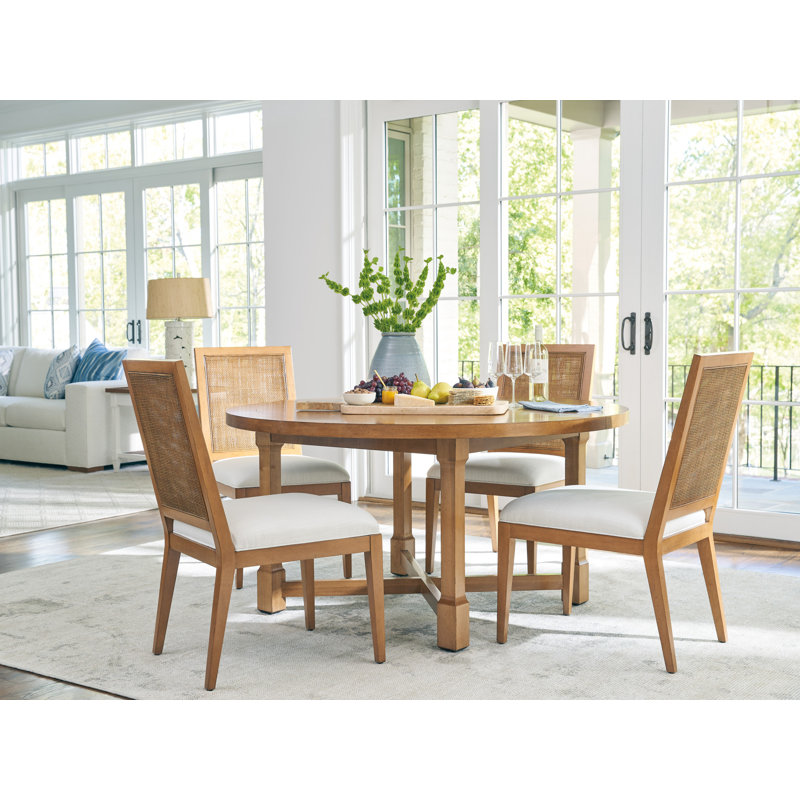58" Brown Wood Extendable Round Farmhouse Dining Table