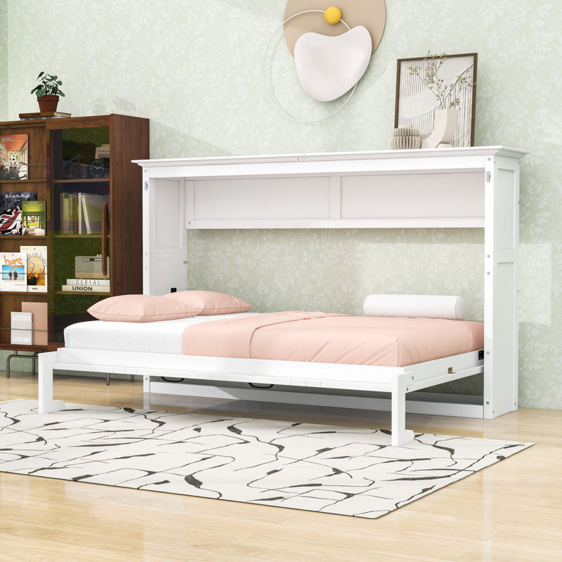 Lit simple escamotable en bois avec lattes