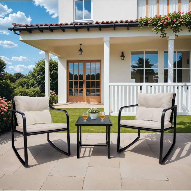Beauman Metal 2 - Person Rocking Seating Group with Cushions, White
