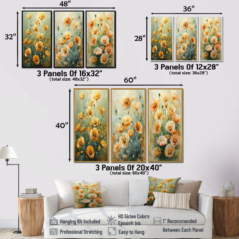 «Yellow Poppies Whispers Of Love I» - Collection de reproductions sur toile Poppies, Toile tendue, Ne s’applique pas