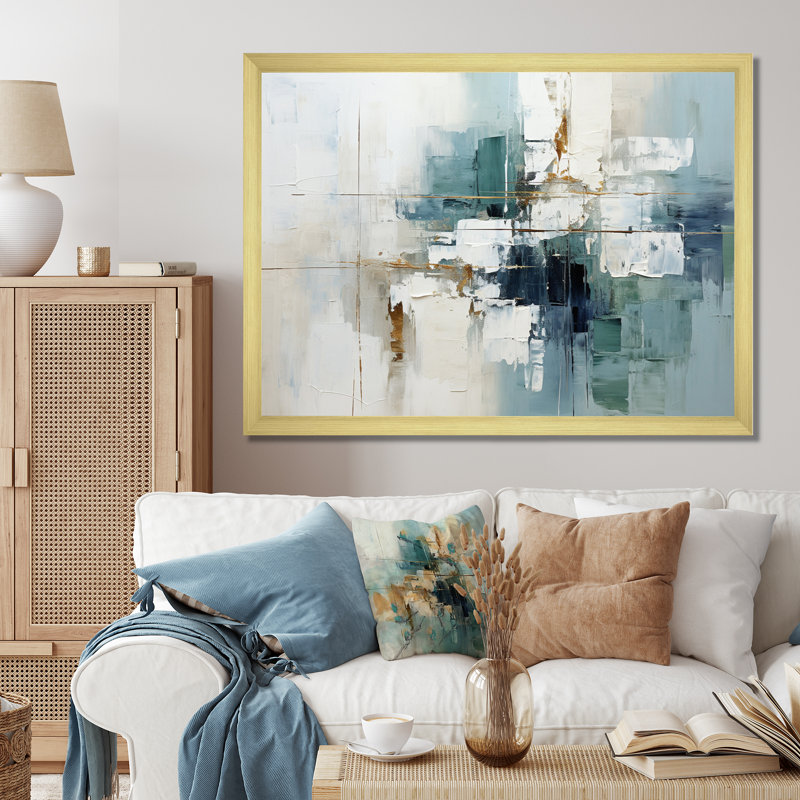 Subtle Serenity I - Abstract Collages, art mural, Cadre doré à une seule photo, H 34 po x l 44 po x P 1,5 po