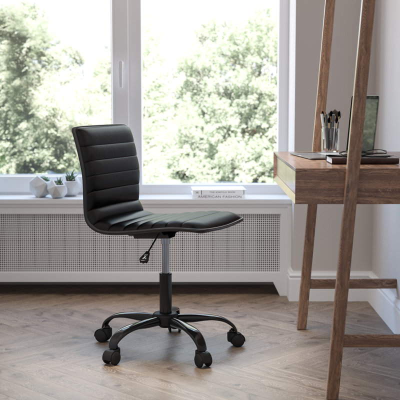 Chaise de bureau Merchiston, Vinyle noir, Noir