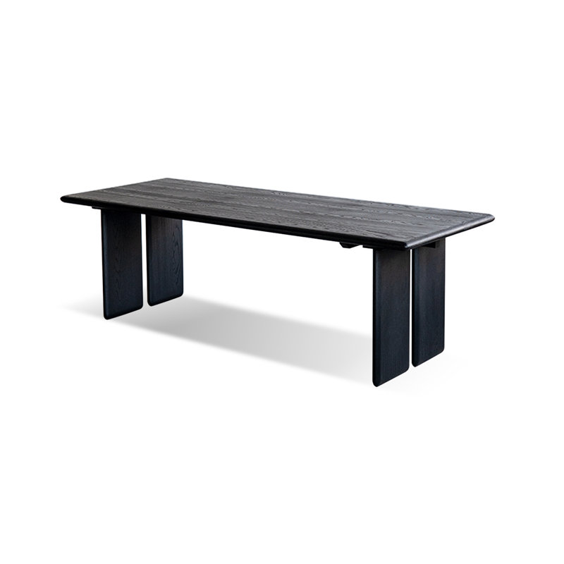 Table de salle à manger rectangulaire noire, H 29,53 po x L 94,49 po x l 39,37 po