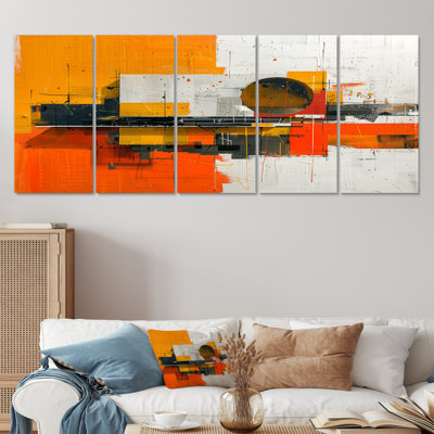 Yellow Orange Abstract Futuristic Fusion I - Abstract Canvas Art Set