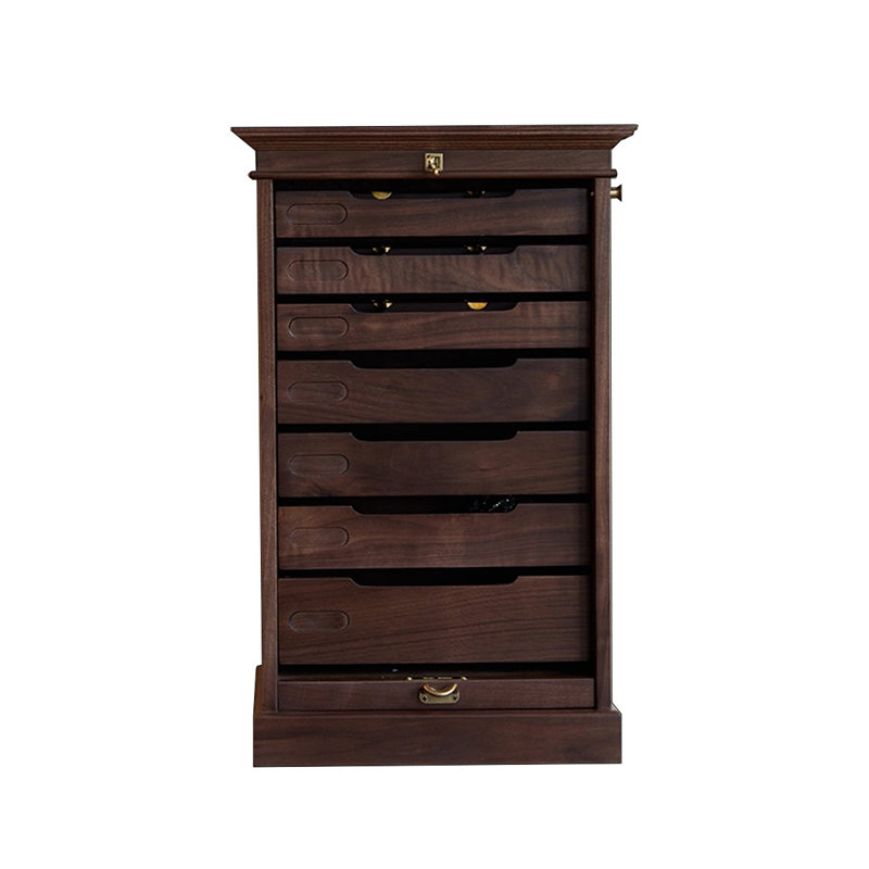 Armoire à bijoux rectangulaire en bois massif noisette, Brun noyer