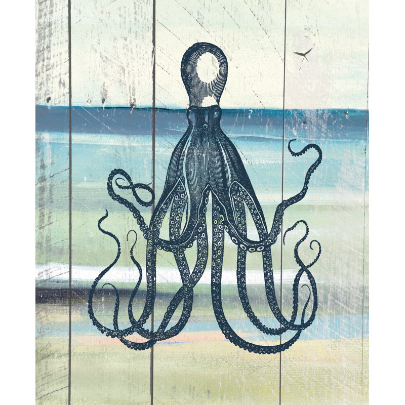 Wooden Octopux - Painting Print, 76 cm H x 51 cm W, Wrapped Canvas