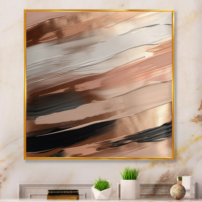 «Rosegold And Pink Forms In Contemporary II», reproduction sur toile abstraite
