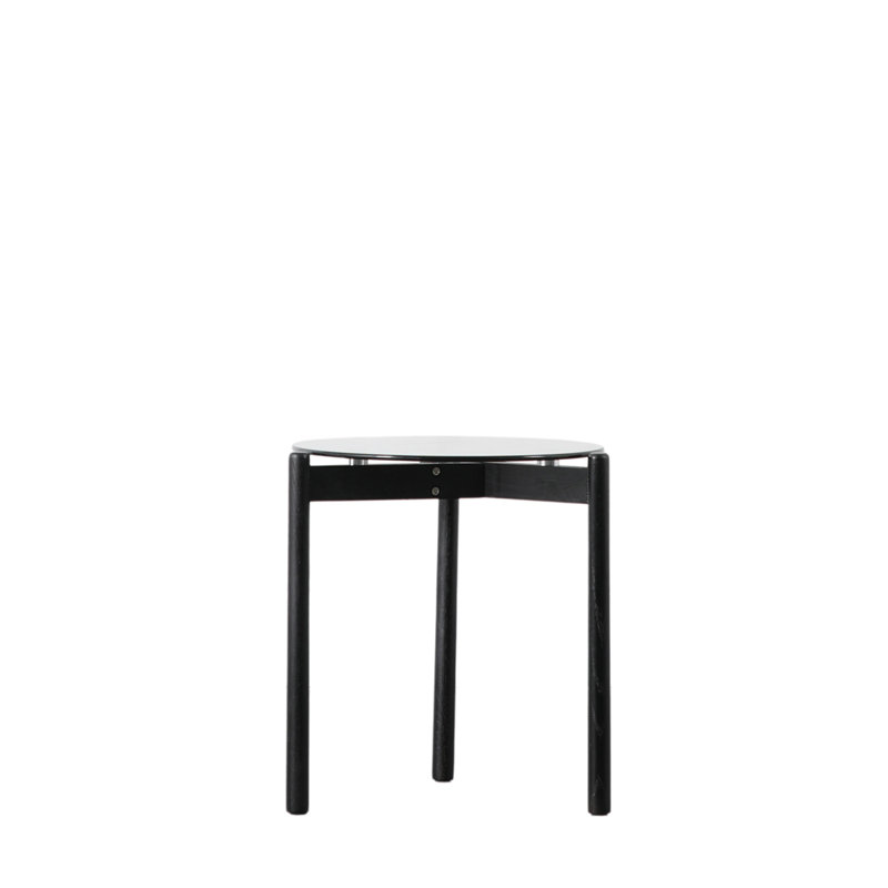 Watts Glass Top End Table, Black, Tempered Glass
