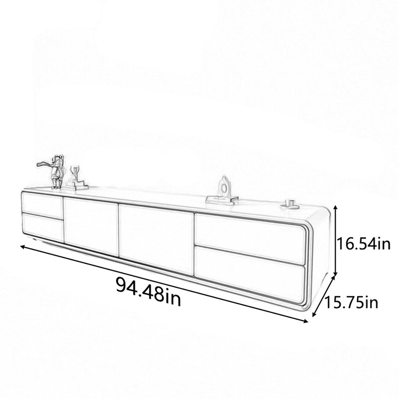 Multi-layer solid wood advanced TV cabinet, 94.48", White
