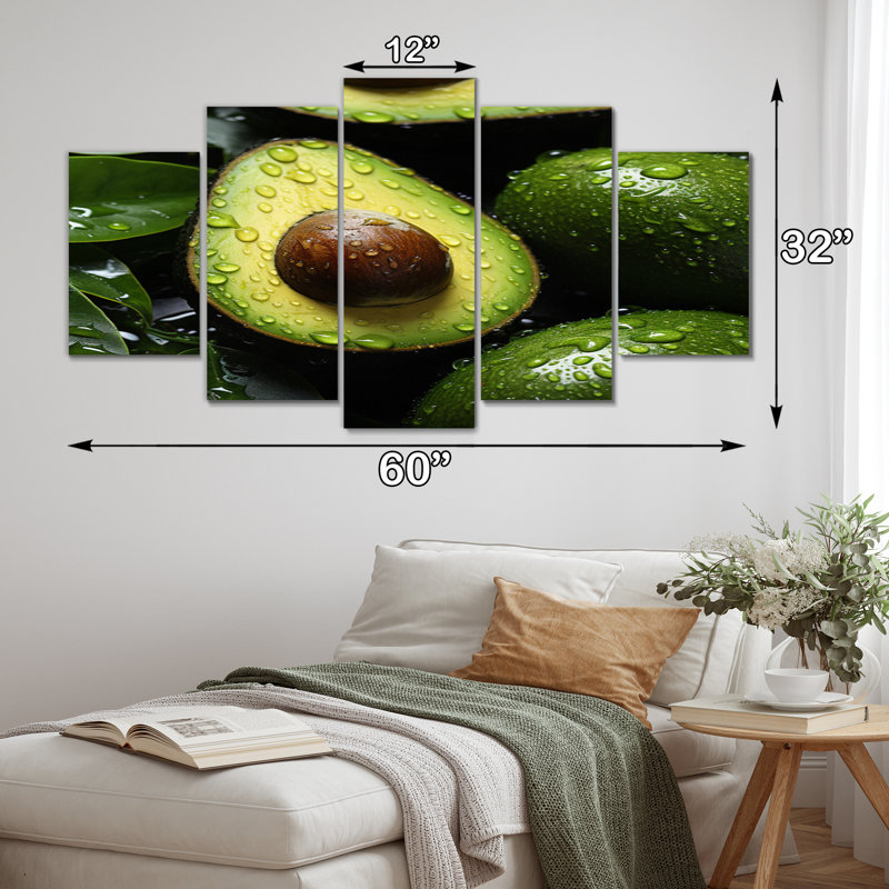 Ripe Avocado II - fruits, reproduction sur toile - 5 panneaux