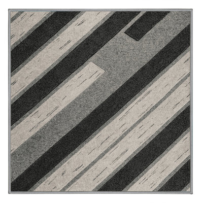 Washable Granite Light Gray Striped Area Rug
