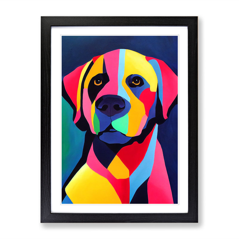 Labrador Retriever Abstract Vol.1 - Picture Frame Print, Black, 64cm H x 46cm W x 2cm D