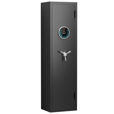 4-6 Rifle Gun Safe, Biometric Rifle Safe With Backlit Keypad, Long Gun Safe For Rifles And Shotguns, Fingerprint Gun Safes With Removable Shelf And Gun Racks