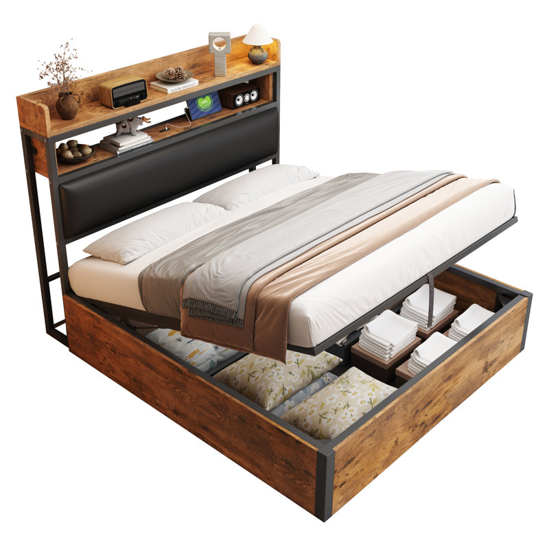 Bed, Brown, European Double (140 x 200 cm)