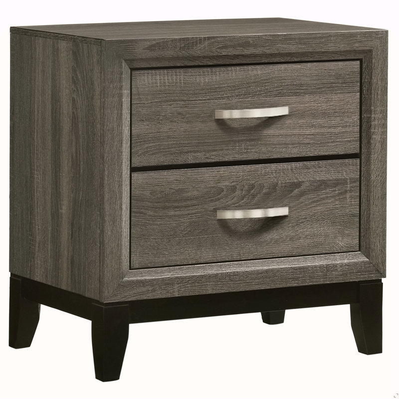 Table de chevet 2 tiroirs Grey Oak