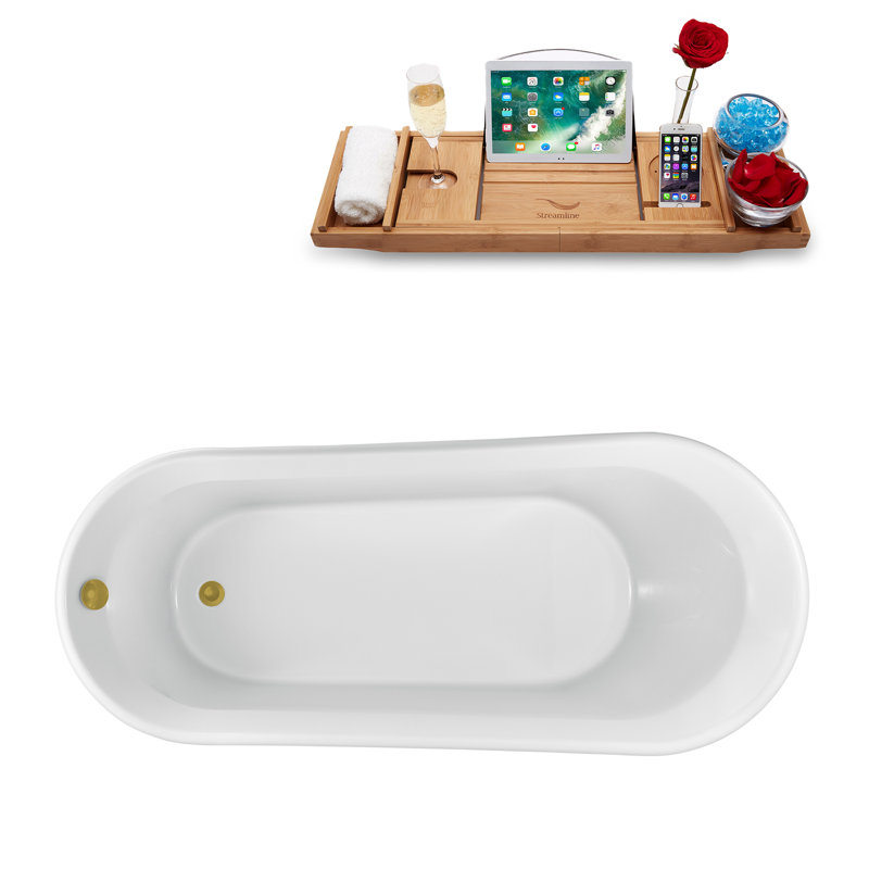 1650mm x 759.5mm Soaking Acrylic Bathtub, Brushed Gold