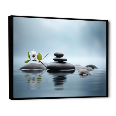 Blue Zen Serenity Of Spiritual Stones In Water II - Spiritual Stone Wall Art