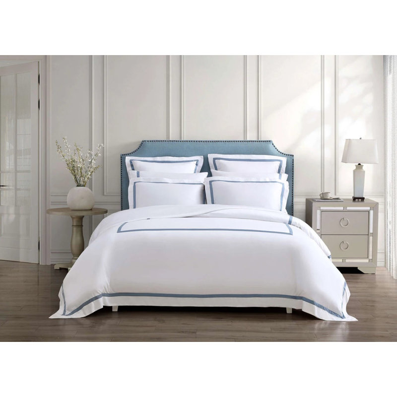 Frame Duvet Cover, King Duvet Cover, White/Denim
