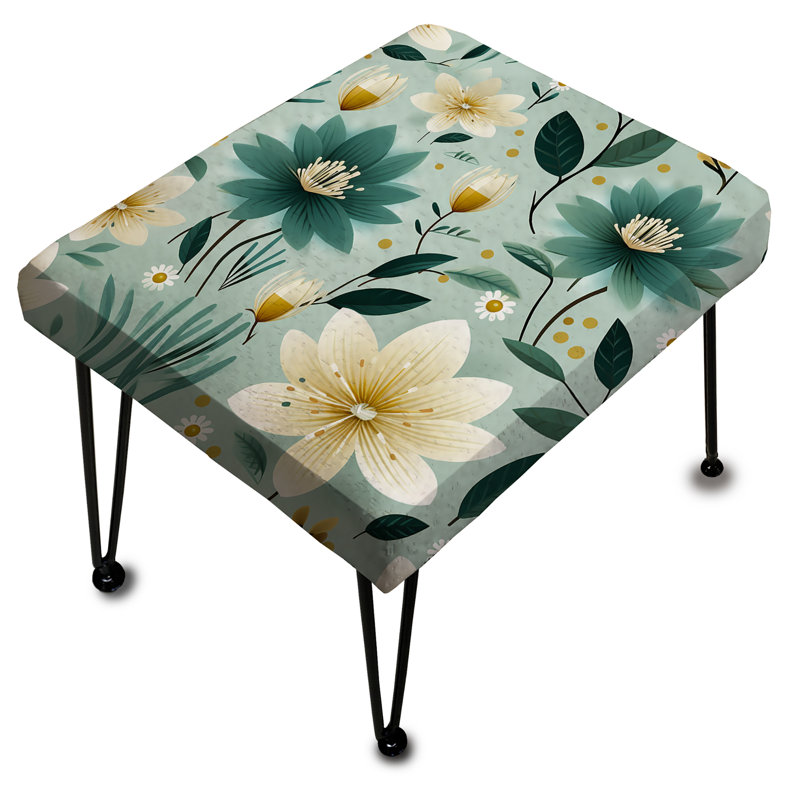 Vintage Romance Green Marvel Blooms - Floral Rectangle Ottoman