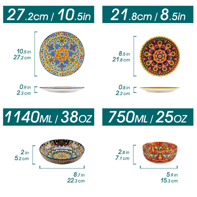 LUMII Porcelain China Dinnerware - Service for 6