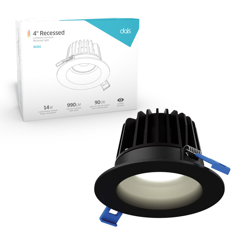 4'' Selectable Color Temperature 15 Watt Dimmable Air-Tight IC Rated LED Canless Recessed Lighting Kit, Black