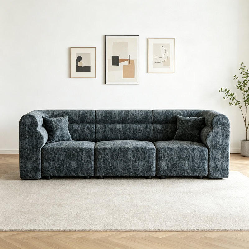 Canapé French Light Luxury, Chenille bleu