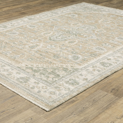 Lainey Vintage Center Medallion Pale Blue/Taupe Area Rug