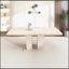 Table de salle à manger rectangulaire extensible pour 6 à 10 personnes, motif de travertin veiné, design simple et élégant, 160 à 200 cm-96621339-96621338
