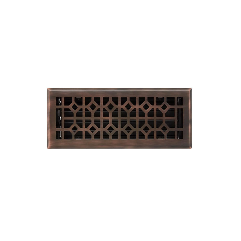 Brushed Nickel Geometric Steel Floor Register 4" x 12"
