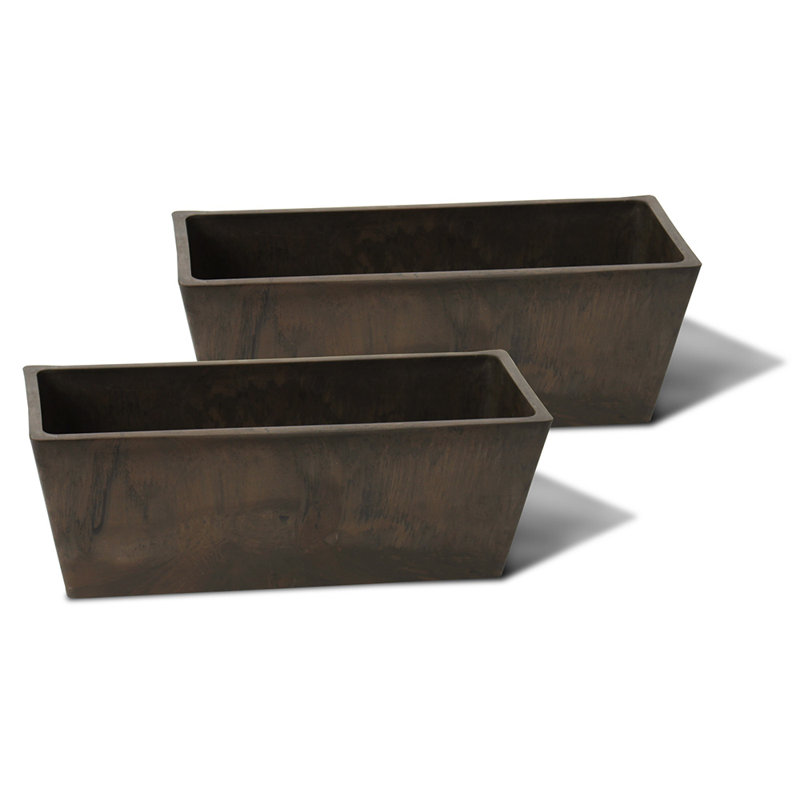 Cara Windowsill Planter Box Set, Brown Marble