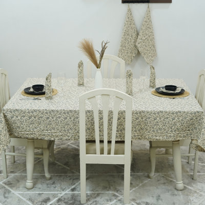 Red Barrel Studio® Classic Elegance: Handcrafted Block Print Cotton Tablecloth for All Occasions,Himachal (4 Seater)