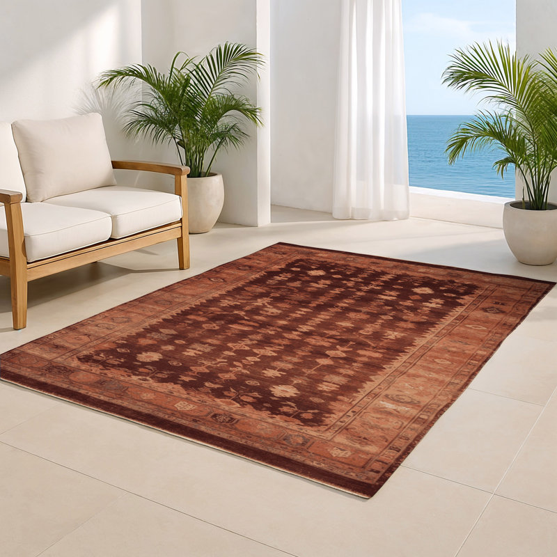 Tapis intérieur et extérieur brun Overdyed, Rectangulaire 8 pi x 10 pi