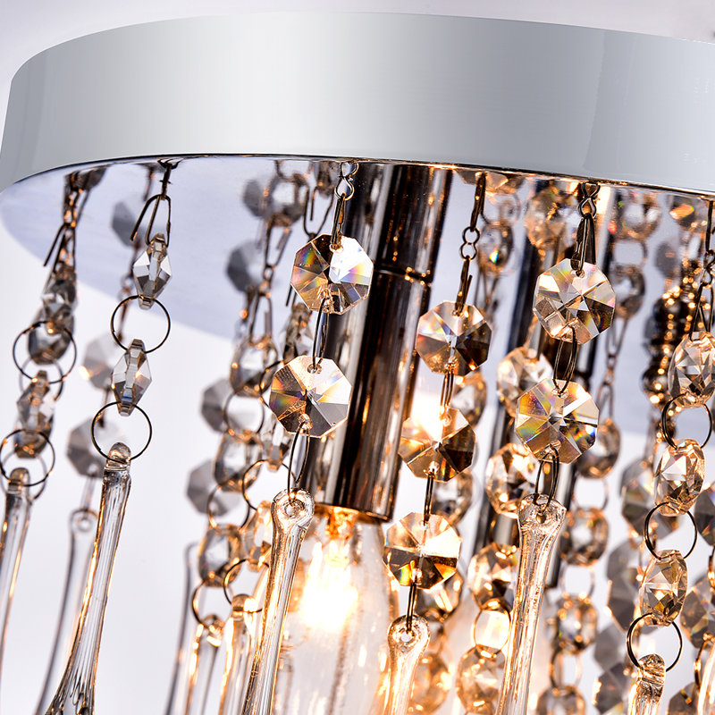 Theodora 4 - Light 11.8'' Crystal Chandelier Drum Flush Mount, Chrome