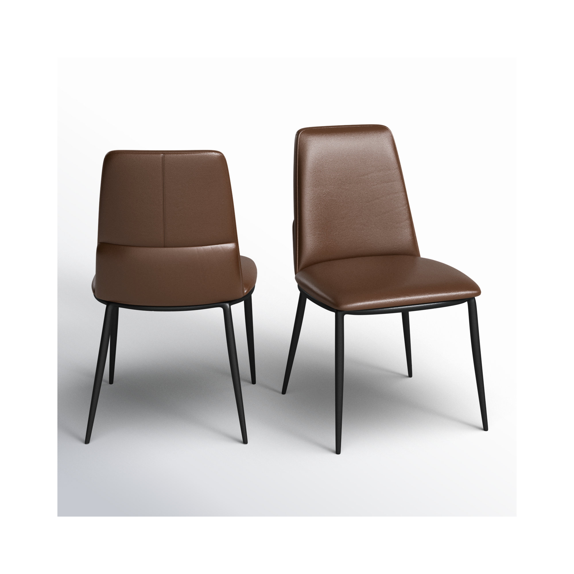 Welles Leather Upholstered Side Chair, Dark Brown Pebbled Top Grain Leather