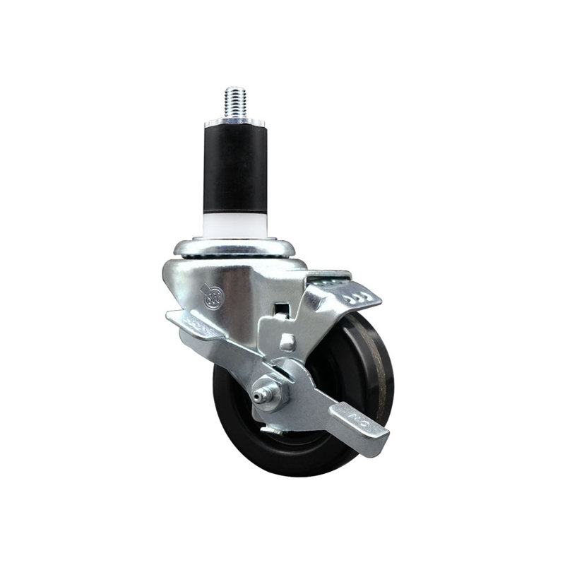 Roulettes pivotantes extensibles en acier inoxydable de 3 po 1-1 / 2 po avec frein SCC