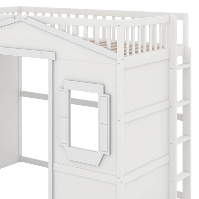 Lit mezzanine simple avec échelle, Blanc