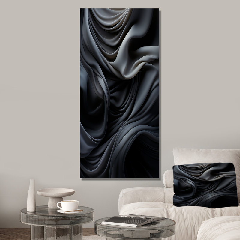 Gris apaisant, ombres II, art mural abstrait, H 60 po x l 28 po x P 1,5 po, Toile tendue