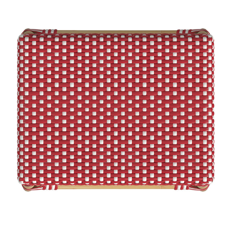 Robias Rattan Bar & Counter Stool, Counter Stool (24.5" Seat Height), Red/White Dot/ Natural Rattan Frame