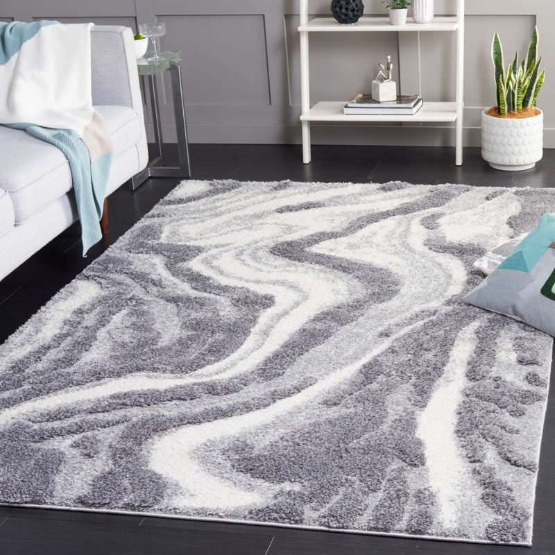 Hi-Lo Shag Performance Abstract Rug, Rectangle 5'3" x 7'6"