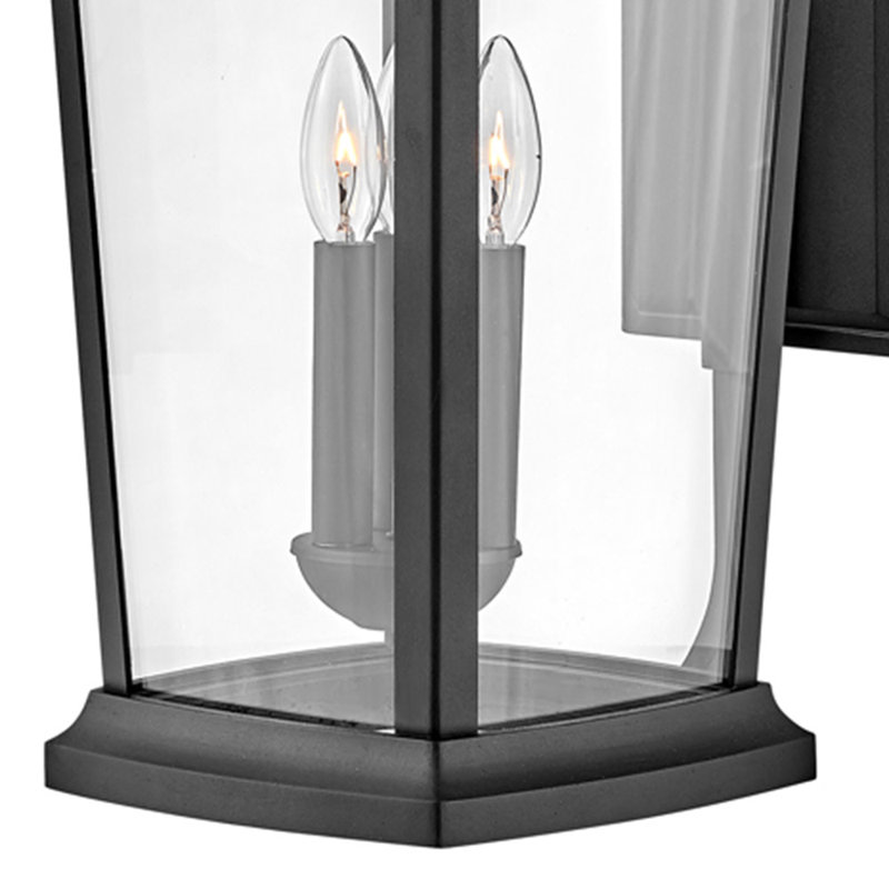 Bromley 3-Light Wall Mount Sheperd's Hook Lantern, Museum Black, Yes