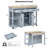 47 Inch Kitchen Island With Extendable Dining Table, Rubber Wood Veneer Kitchen Table With Internal Storage Rack