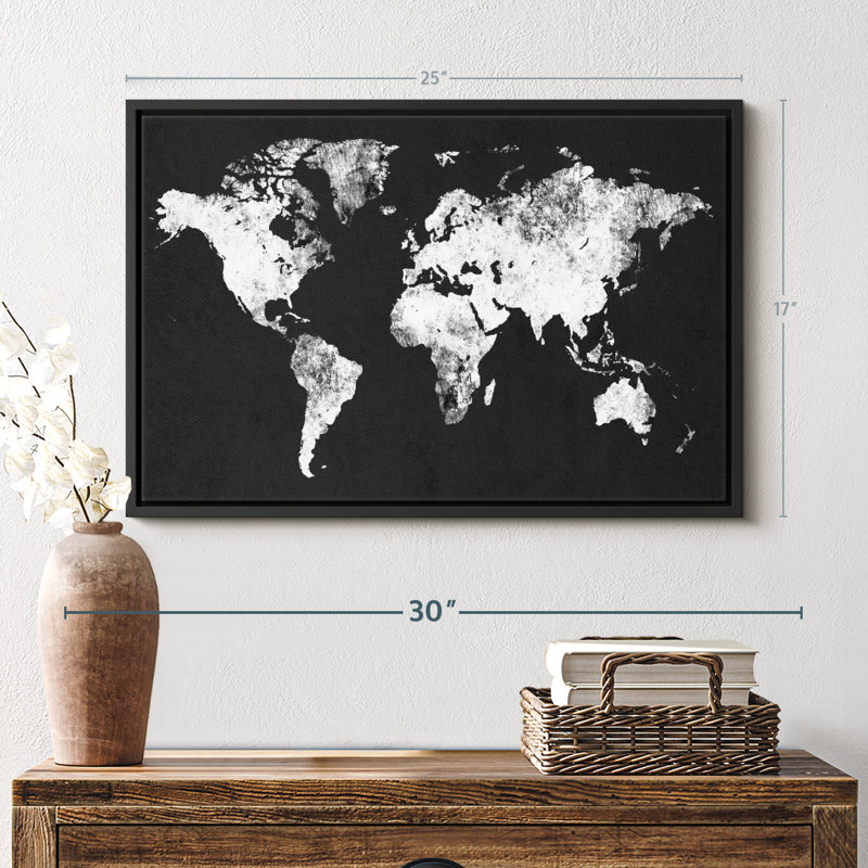 "Art mural carte noir et blanc", H 17 po x l 25 po